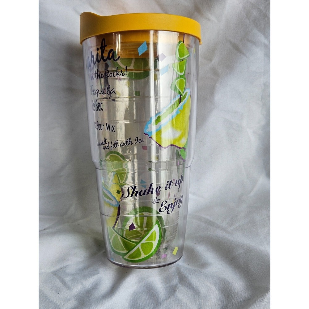 Tervis Tumbler 24 Oz Margarita Recipe Lime Graphics & Yellow Lid - Picture 2 of 8